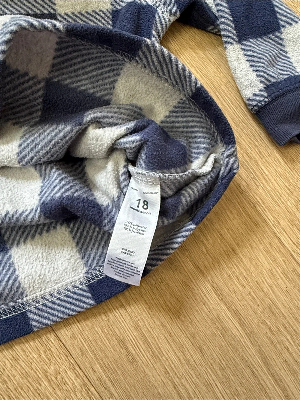 Carter's Navy and Gray Buffalo Plaid Pullover Hoodie Size 18 Months